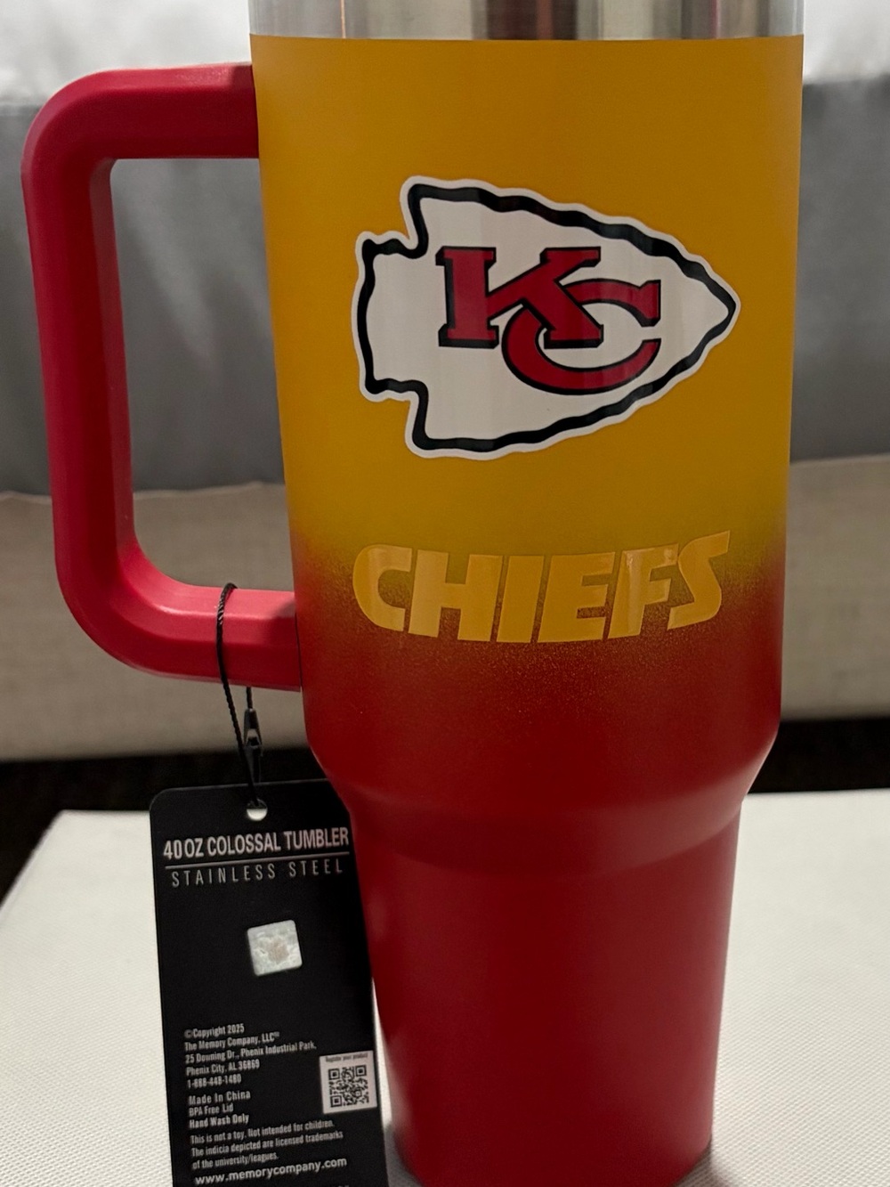 Official Kansas City Chiefs 40oz Colossal Tumbler - Red & Yellow